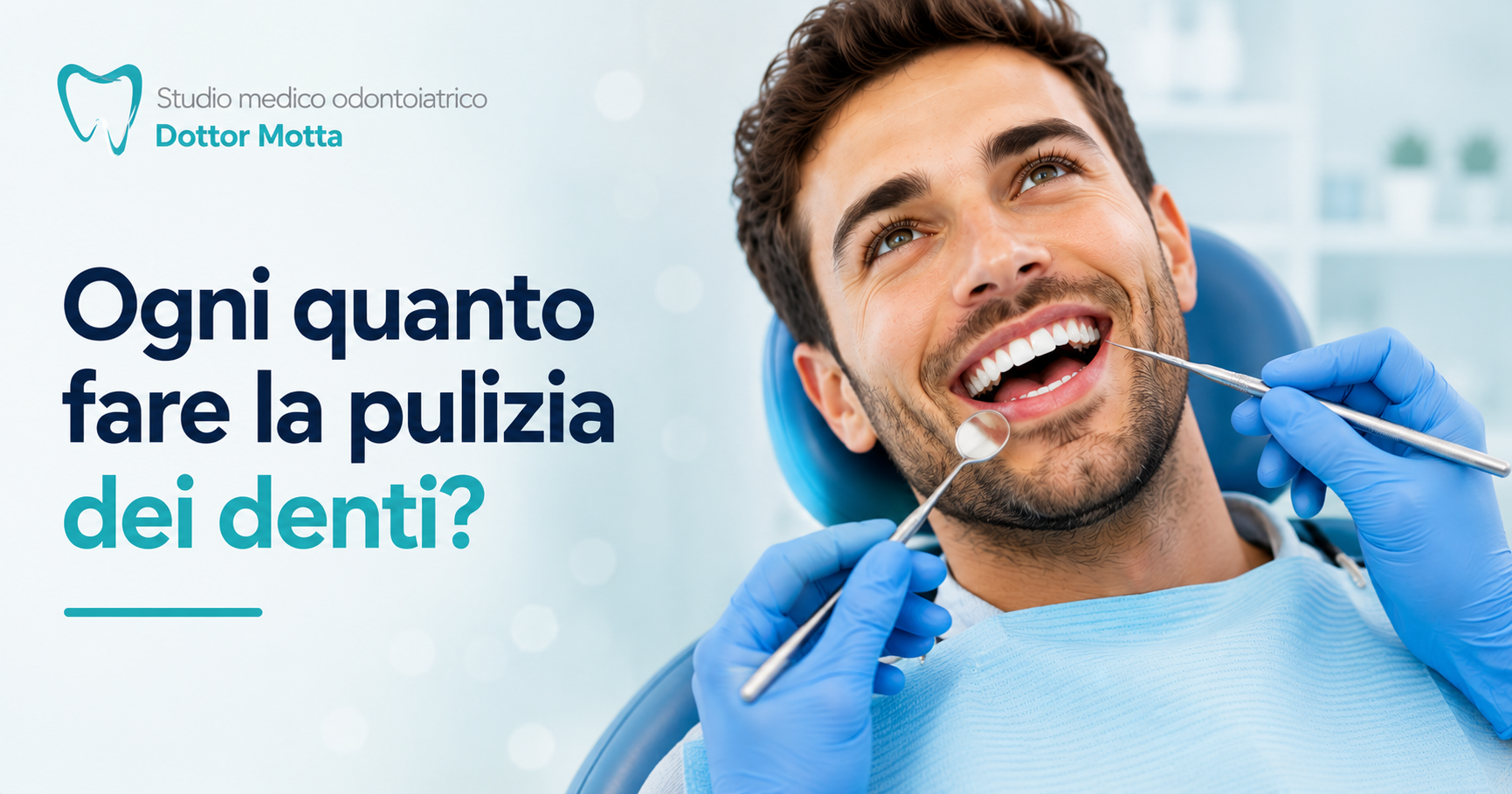 Un ragazzo dal dentista per una seduta di igiene dentale. Ma ogni quanto fare la pulizia dei denti?