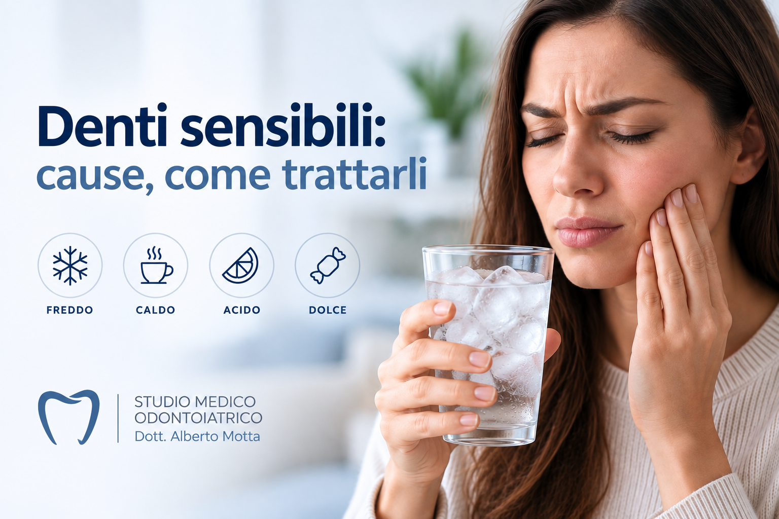 denti sensibili persona che avverte sensibilità ai denti bevendo una bevanda fredda